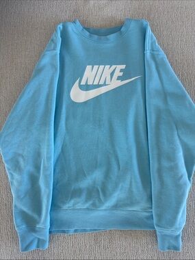 Nike Light Blue Crewneck Sweatshirt with White Logo